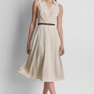 WRAP-EFFECT MIDI SHIRT DRESS