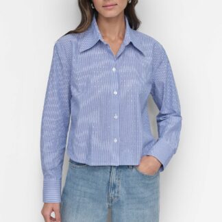 STRIPED POPILIN STUDDED RHINESTONE TOP