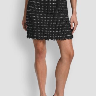 FAUX SUEDE STUDDED FRINGE MINI SKIRT