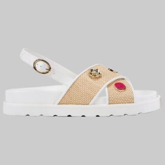 HARLAN RAFFIA PIN PLATFORM SLIDE SANDAL