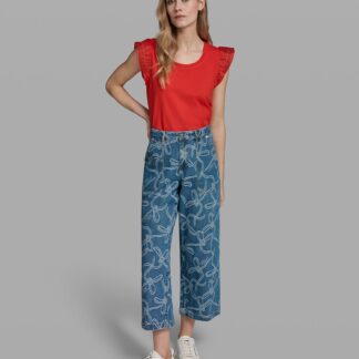BOW JACQUARD DENIM PANT