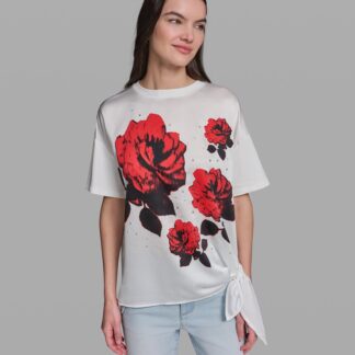 ROSE PRINT TOP WITH TIE