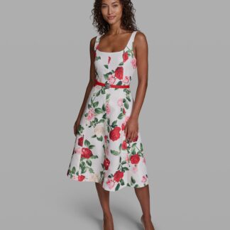 PRINTED FLORAL BELTED DRESS