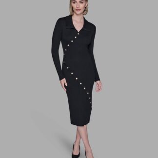 LONG SLEEVE POLO SWEATER DRESS
