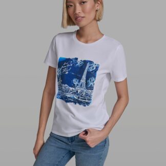 COTTON JERSEY BLUE PARIS SCENE TEE