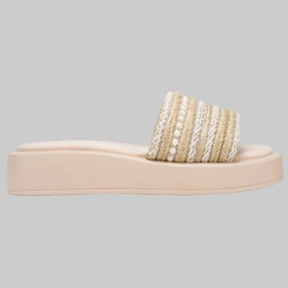 ORTLEY RAFFIA STRIPE SLIDE SANDAL