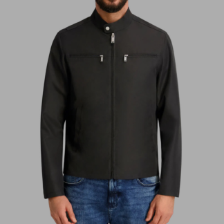 ZIP FRONT RACER JACKET WITH CHEST POCKETS