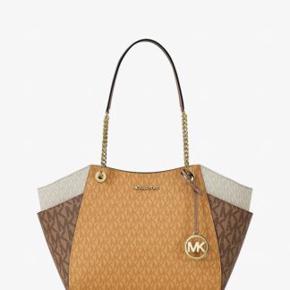 Jet Set Large Color Block Signature Logo Tote Bag