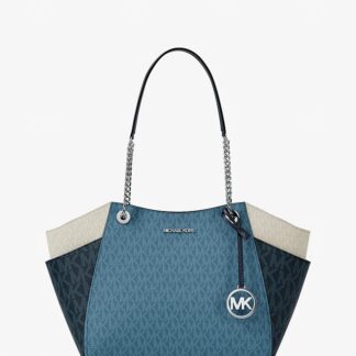 Jet Set Large Color Block Signature Logo Shoulder Bag